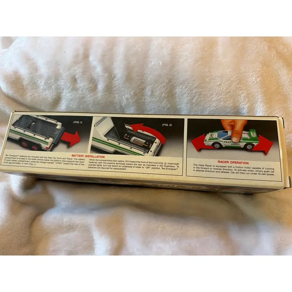 Vintage 1991 HESS Toy Truck & Friction Racer Car w/ Original Box Set